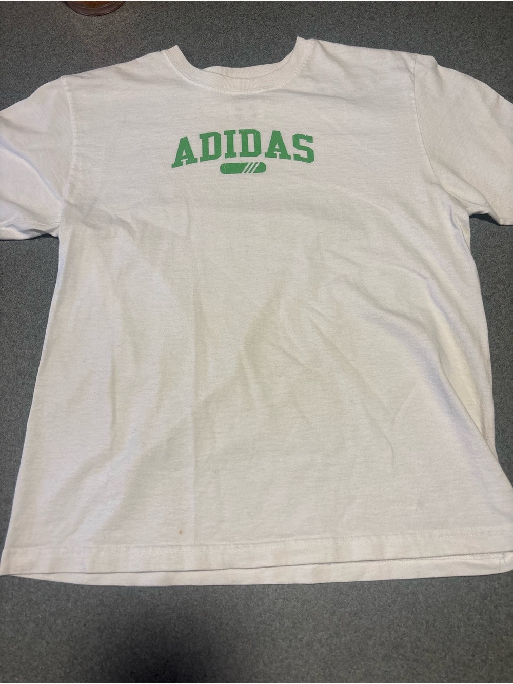 adidas White Short-Sleeve Tee with Green Logo